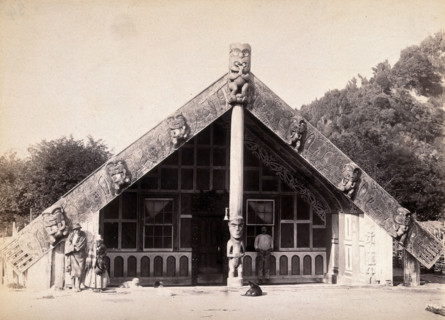 New Zealand: a Maori meeting house, c1840s. Creator: Unknown.