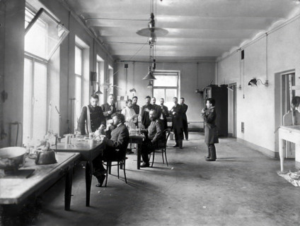 IP Pavlov and students in the vivisection room, Physiology Department at the Imperial..., [1904]. Creator: Unknown.