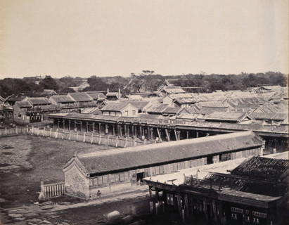 Beijing, China: buildings at the entrance to the Chinese quarter of the city (?)..., 1860. Creator: Felice Beato.