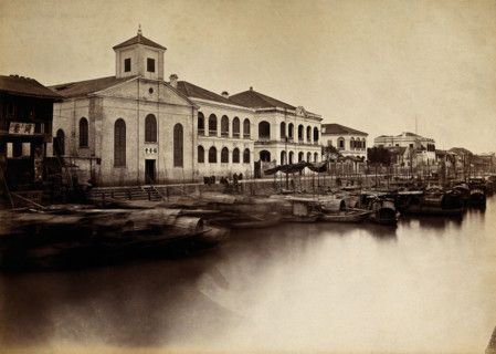 Canton, China: a missionary church and missionaries' houses, 18--. Creator: Unknown.