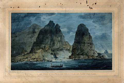 Entrance to the crater of the island of Amsterdam, Indian Ocean, 11 October 1804. Creator: Edward Hawke Locker.