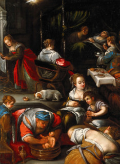The birth of the Virgin, late 16th century.