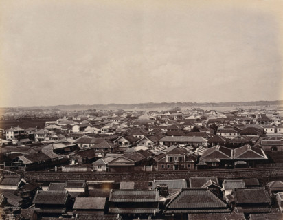 Yokohama, Japan: panoramic view of Yokohama town, looking towards the harbour, c1873. Creator: William Pryor Floyd.