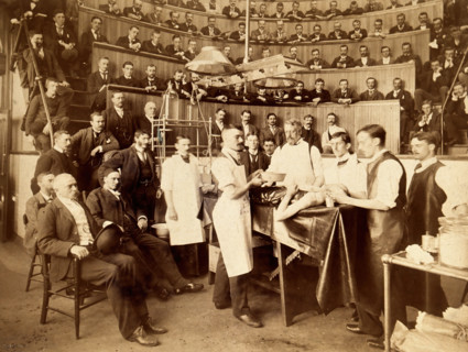 Sir William MacCormac about to perform a surgical operation at the Bellevue Hospital, New York, 1891 Creator: Unknown.