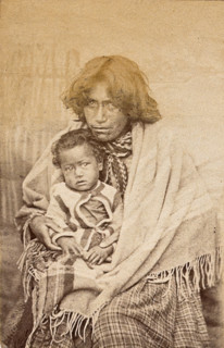 New Zealand: a Maori woman and child, 19th century. Creator: Unknown.