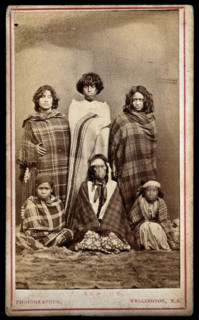 Six Maori people, c1870s. Creator: James Bragge.