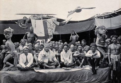 Sarawak: a peace-making ceremony between two Kayan tribes, c1900. Creator: Unknown.