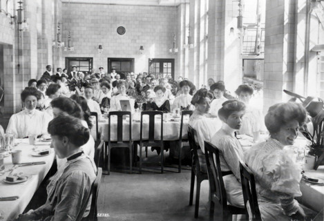 King Edward VII Sanatorium, Midhurst, Sussex: nurses and medical staff (?) about to dine, 1907. Creator: Unknown.