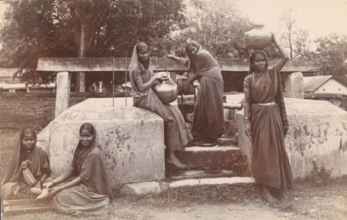 Hassan, Karnataka, India: young women fetching water from a well at an orphanage, [1900?]. Creator: Unknown.