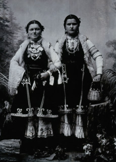Two Bulgarian women arm-in-arm wearing national dress, c1900. Creator: Unknown.