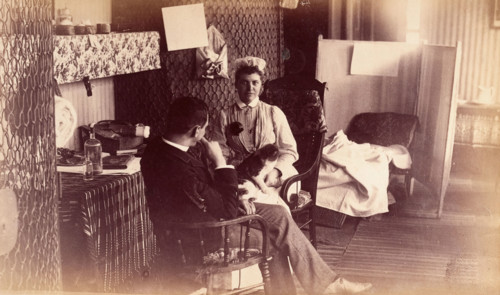 Bellevue Hospital, New York City: a nurse's sitting room (?), or end of ward..., 1885-1898. Creator: Unknown.