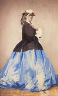 An man in drag posing side-on, 1862. Creator: Unknown.