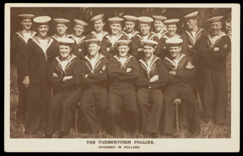 British prisoners of war posing for "The Timbertown Follies", at a prisoner of war...[1910-1919?]. Creator: Unknown.