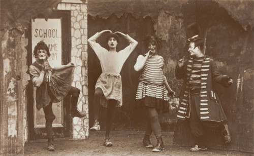 Amateur actors, some in drag, performing in the troupe "The Goods", 1918. Creator: Unknown.