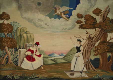 Embroidered picture-allegorical scene with the personification of Poland, after 1831. Creator: Unknown.