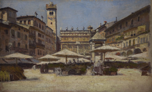 Piazza delle Erbe in Verona, c1900. Creator: Aleksander Gierymski.