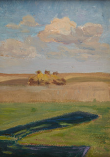 Landscape with Stacks, 1900. Creator: Unknown.