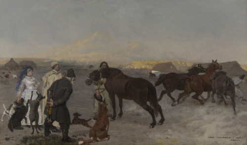 On the Farm, 1875. Creator: Jozef Chelmonski.