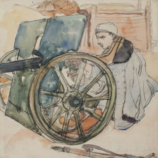 By the cannon, 1916. Creator: Leopold Gottlieb.