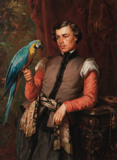 Nobleman with a Parrot, 1859. Creator: Jozef Simmler.