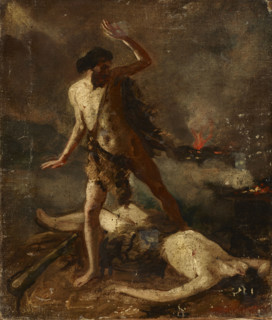 Death of Abel / Skull-Two-sided Painting, 19th century. Creator: Unknown.