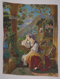 Picture embroidered with glass beads, 1864. Creator: Unknown.