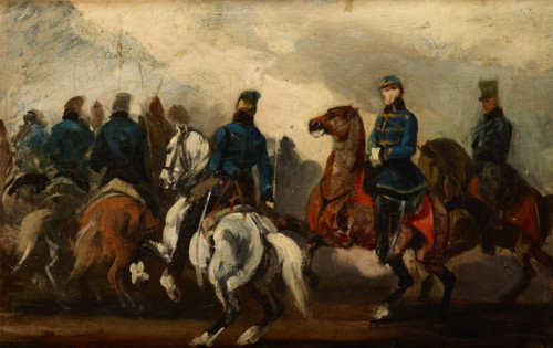 Detachment of Austrian Hussars, between 1837-1840, after 1850. Creator: Piotr Michalowski.