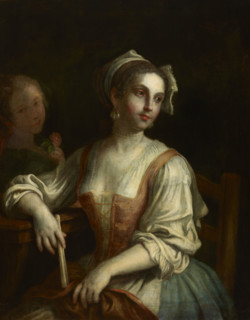 Woman with a Fan and a Woman with a Rose, 1750s. Creator: Pietro Rotari.