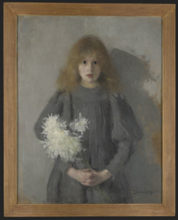 Girl with Chrysanthemums, 1894. Creator: Olga Boznanska.