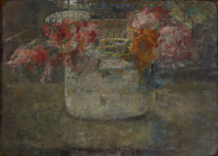 Flowers-two-sided painting, after 1920. Creator: Olga Boznanska.