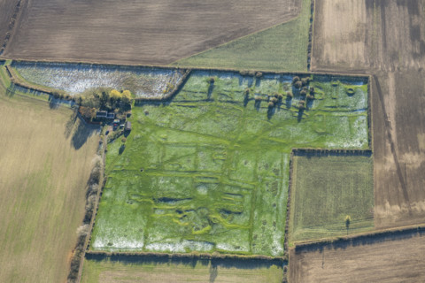 The earthwork remains of part of the deserted medieval village of Gainsthorpe...Lincolnshire, 2024 Creator: Robyn Andrews.