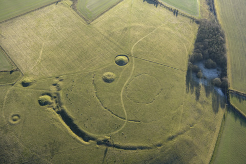 A Neolithic causewayed enclosure earthwork and round barrow earthworks, Windmill Hill..., 2023. Creator: Damian Grady.