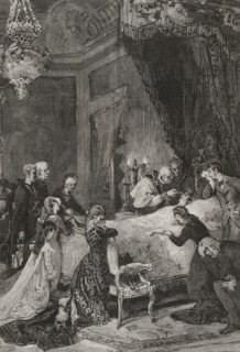 Administering the sacrament of the extreme unction to María de las Mercedes of Orleans, 1878.  Creator: Arturo Carretero y Sánchez.