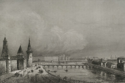 View of the Foundling Home or Orphanage, Moscow, Russia, 1839. Creators: Augustin François Lemaitre, Hippolyte Lalaisse.