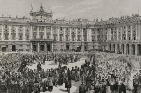 Marriage of King Alfonso XII to Infanta Mercedes of Orléans, Madrid, January 1878, (1878).  Creator: Bernardo Rico.