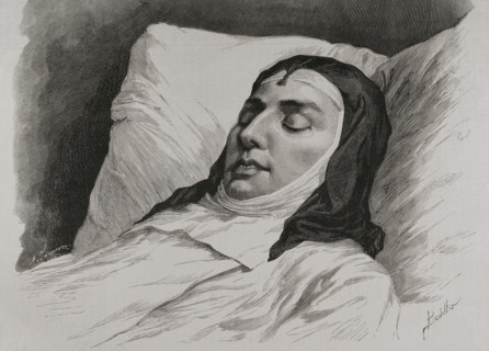 María de las Mercedes of Orleans in her mortuary bed, 1878.  Creator: Arturo Carretero y Sánchez.