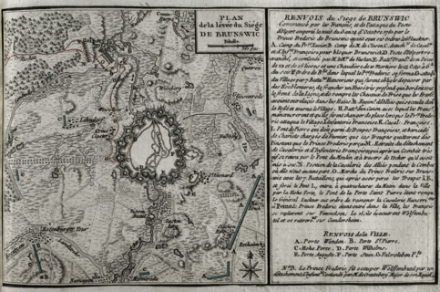Seven Years War (1756-1763): Map of the rising of the Siege of Brunswick, 1761 (1765). Creator: Jean de Beaurain.