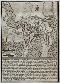 Seven Years War (1756-1763): Map of the Battle of Gross-Jägersdorf (August 30, 1757).  Creator: Jean de Beaurain.