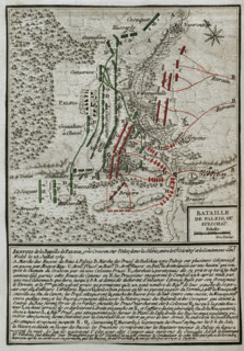 Seven Years War (1756-1763): Map of the Battle of Palzig, also called Battle of Kay...1759, 1765. Creator: Jean de Beaurain.
