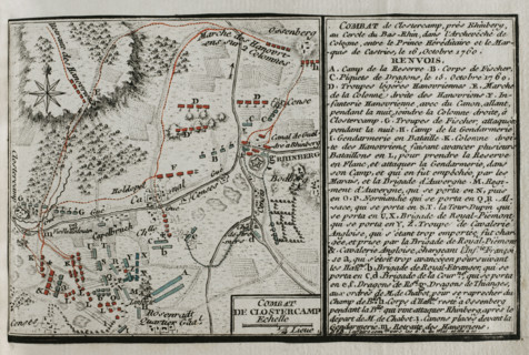 Seven Years War (1756-1763): Map of the Battle of Klostercamp (October 16, 1760), 1765. Creator: Jean de Beaurain.