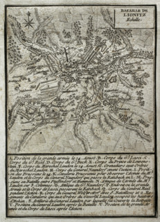 Seven Years War (1756-1763): Third Silesian War - map of the Battle of Liegnitz (August 15, 1760). Creator: Jean de Beaurain.