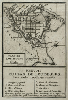 Map of Louisbourg, Nova Scotia, Canada, 1765.  Creator: Jean de Beaurain.