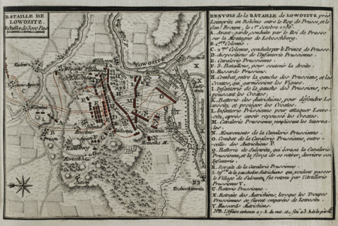 Seven Years War (1756-1763): Map of the Battle of Lobositz or Lovosice (October 1, 1756), 1765. Creator: Jean de Beaurain.