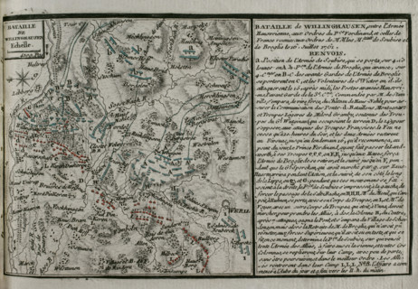 Seven Years War (1756-1763): Map of the Battle of Vellinghausen (July 15-16, 1761), 1765. Creator: Jean de Beaurain.