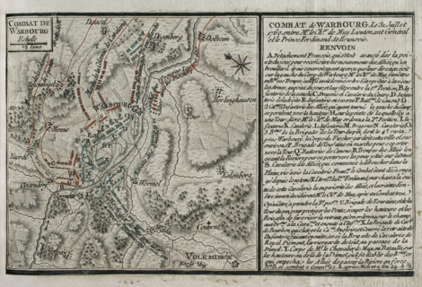 Seven Years War (1756-1763): Map of the Battle of Warburg (July 31, 1760), 1765. Creator: Jean de Beaurain.