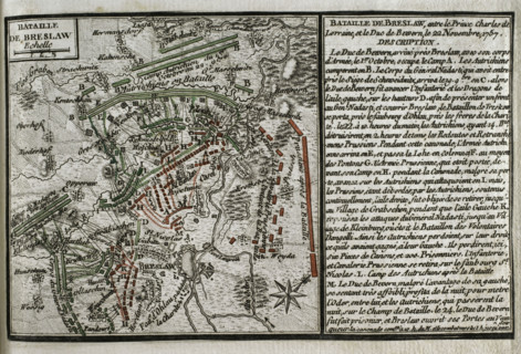 Seven Years War (1756-1763): Third Silesian War - map of the Battle of Breslau, 1757 (1765). Creator: Jean de Beaurain.