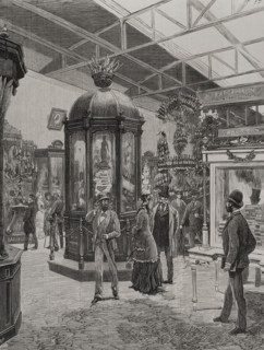 Fifth Hall of the Spanish section in the Palace of the Champ de Mars, Paris Exposition, 1878. Creator: Enrique Alba.
