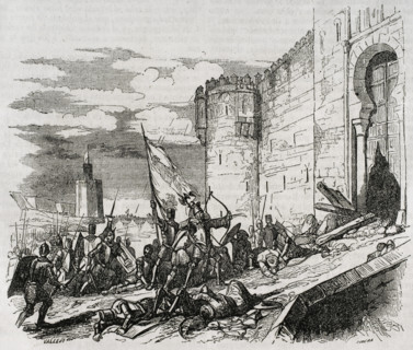 Conquest of Seville by the Christian troops of Fernando III of Castile, 1248, (1852).  Creator: Ildefonso Cibera.