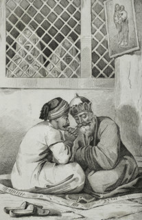 Armenian bishop confessing to a faithful, 1838. Creators: Unknown, Francois Pigeot.