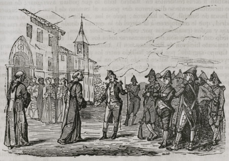 Gaspar Melchor de Jovellanos is handed over for his custody in the monastery, 1801, (1851).  Creator: Unknown.